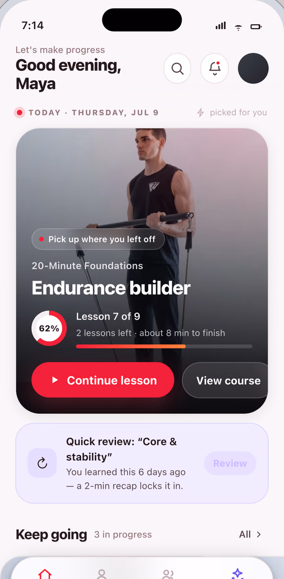 Passion.io branded app screen