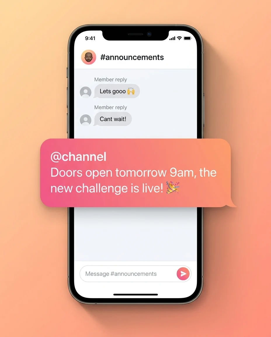 @channel broadcast message in community chat